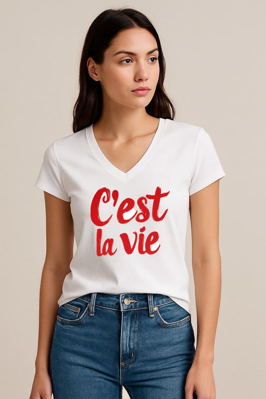 Tricou dama anchior din bumbac 100% C'est la vie