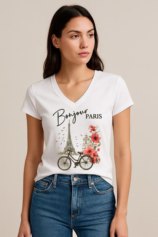 Tricou dama anchior din bumbac 100% Bonjour Paris