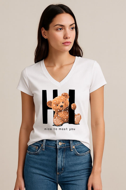 Tricou dama anchior din bumbac 100% Nice to meet you