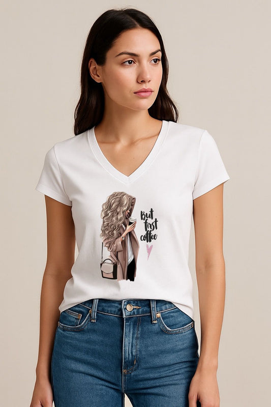 Tricou dama anchior din bumbac 100% But First Coffee