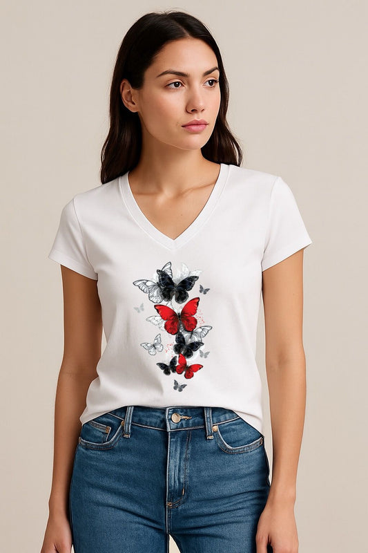 Tricou dama anchior din bumbac 100% 5 Butterflies