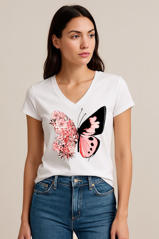 Tricou dama anchior din bumbac 100% Spring Butterfly