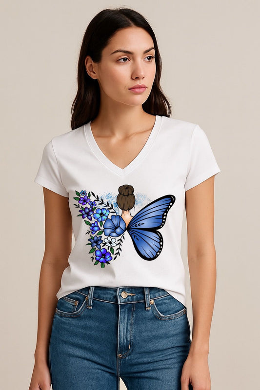 Tricou dama anchior din bumbac 100% Blue Butterfly