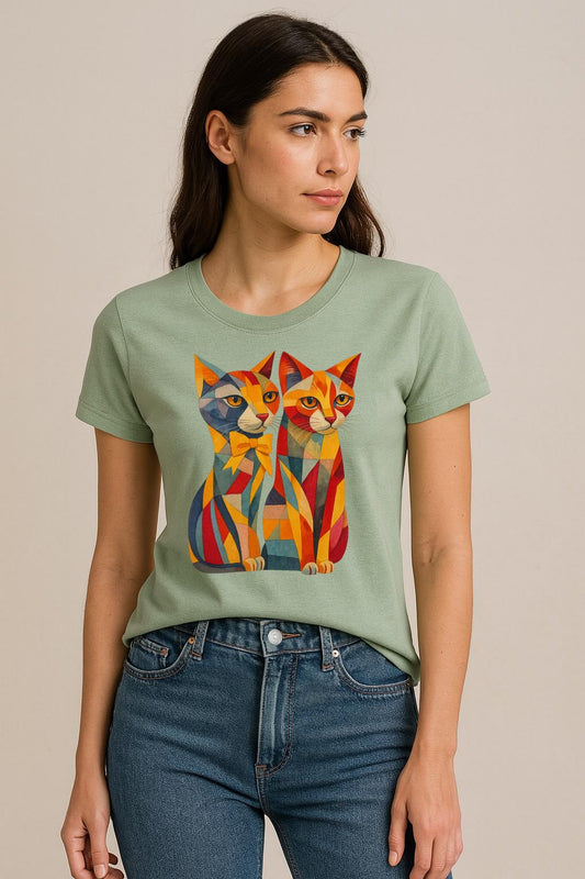 Tricou Verde salvie 2 cats