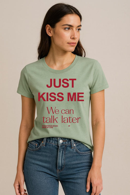 Tricou Verde salvie Just kiss me