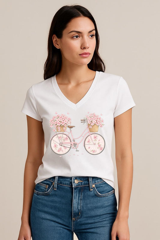Tricou dama anchior din bumbac 100% Roz bicycle
