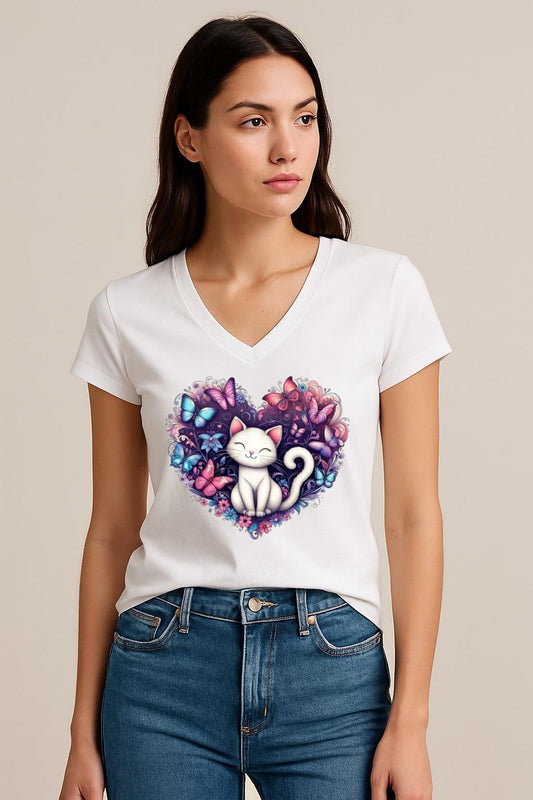 Tricou dama anchior din bumbac 100% Heart cat
