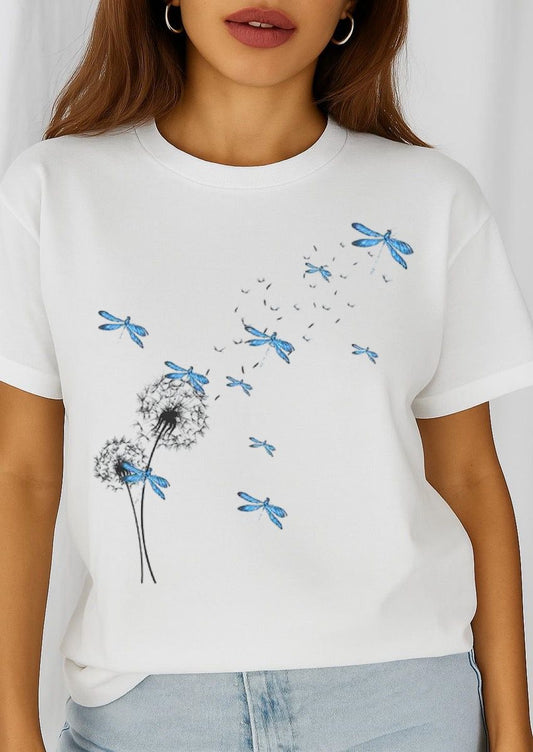 Tricou dama din bumbac 100% Blue New Butterflies