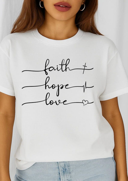 Tricou dama din bumbac 100% Faith Hope Love