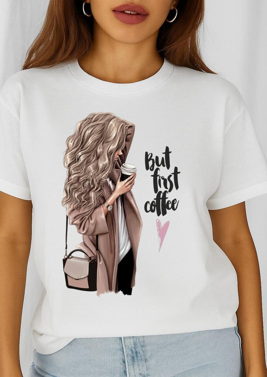 Tricou dama din bumbac 100% But First Coffee