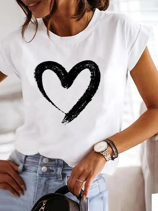 Tricou dama din bumbac 100% Heart Black - Lichidare stoc