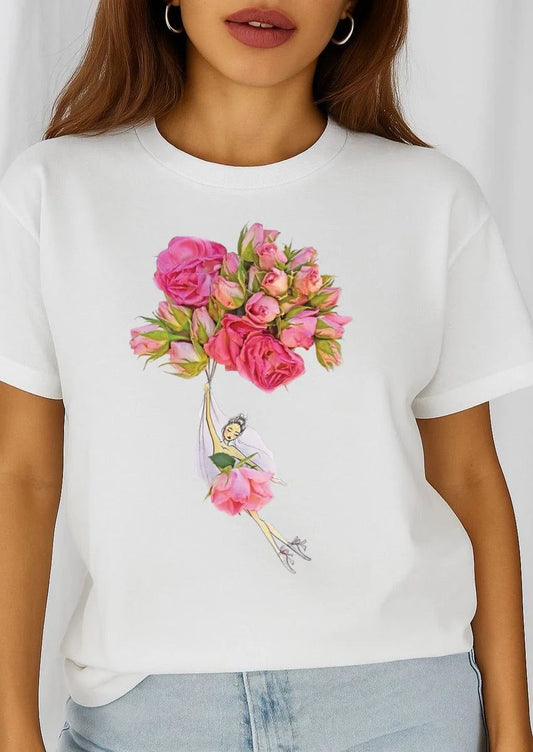 Tricou dama din bumbac 100% Roses - Lichidare stoc