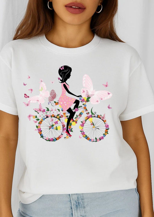 Tricou dama din bumbac 100% Butterfly Bicycle