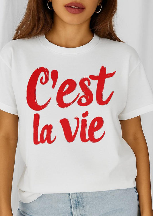 Tricou dama din bumbac 100% C'est la vie