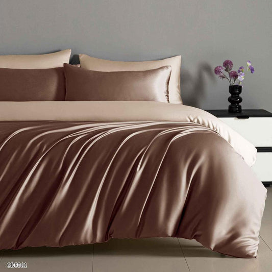 Lenjerie de pat dublu din SATIN EXTRA FIN, cu elastic, 4 piese F-550