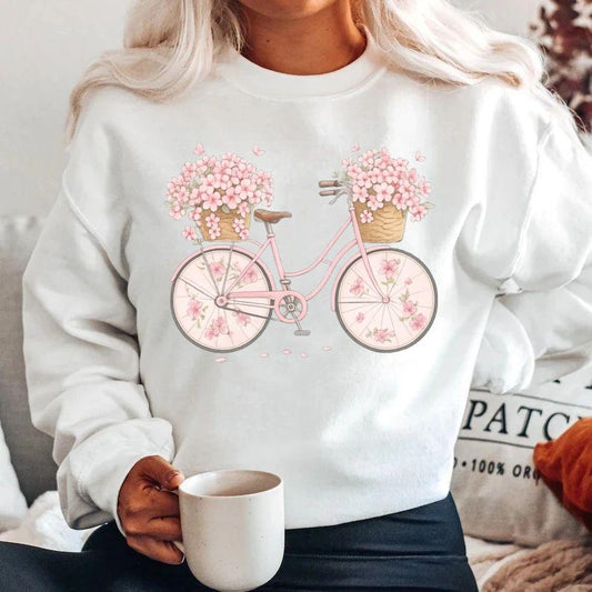Bluza din bumbac 100% Roz bicycle