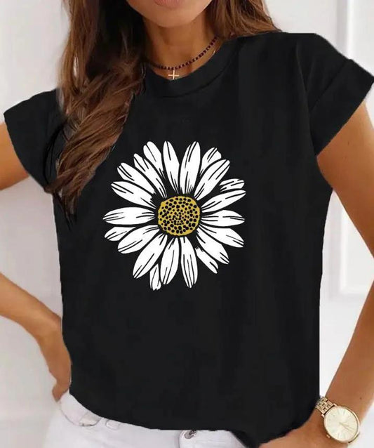 Tricou dama negru din bumbac 100% Butterflies Multicolor - Lichidare stoc
