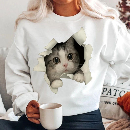 Bluza alba din bumbac 100% Cat