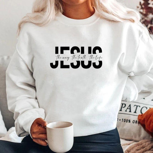 Bluza alba din bumbac 100% Jesus