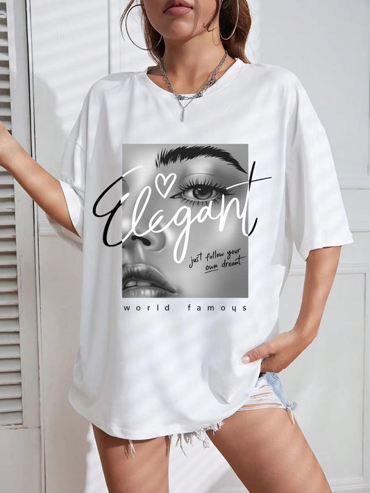 Tricou Oversize din bumbac 100% Elegant