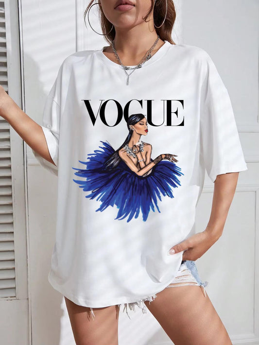 Tricou Oversize din bumbac 100% Blue fashion