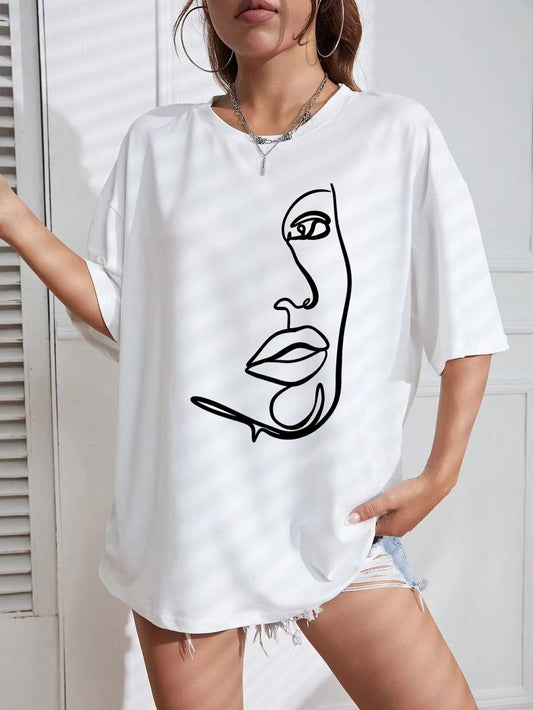 Tricou Oversize din bumbac 100% Cute face