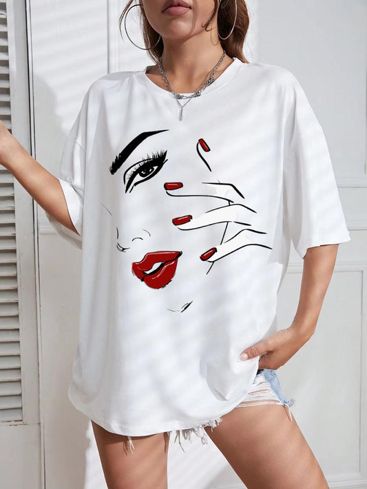 Tricou Oversize din bumbac 100% Cute face