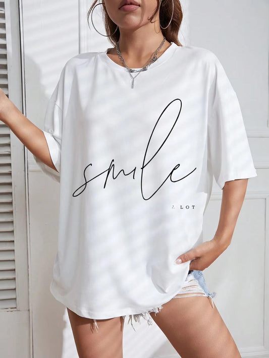 Tricou Oversize din bumbac 100% Smile