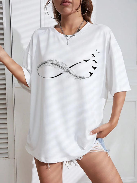 Tricou Oversize din bumbac 100% Infinite butterflies