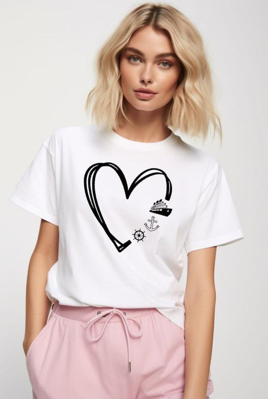 Tricou dama din bumbac 100% Heart travel