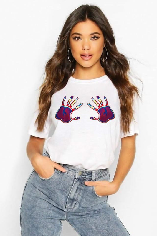 Tricou dama din bumbac 100% 2 color hands