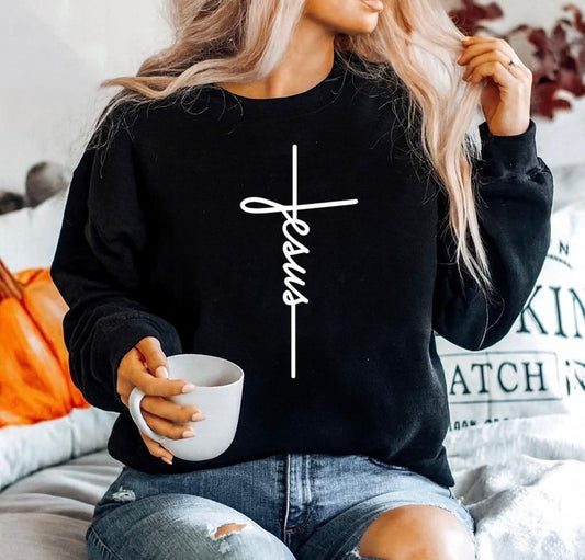 Bluza neagra din bumbac 100% Jesus