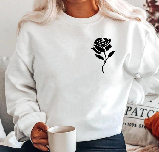 Bluza alba din bumbac 100% Black rose