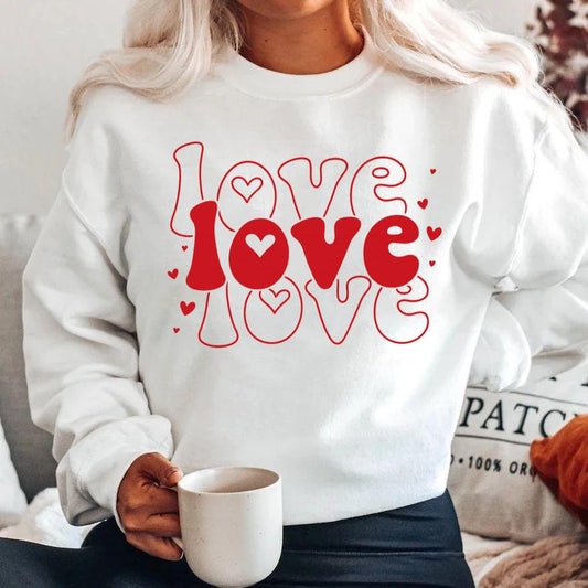 Bluza alba din bumbac 100% Red love