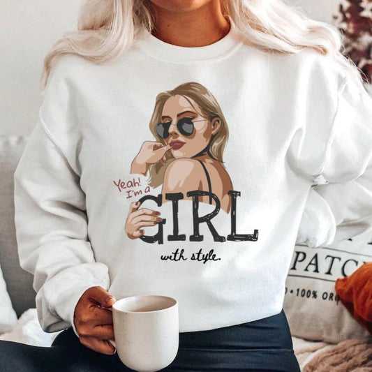 Bluza alba din bumbac 100% Girl with style