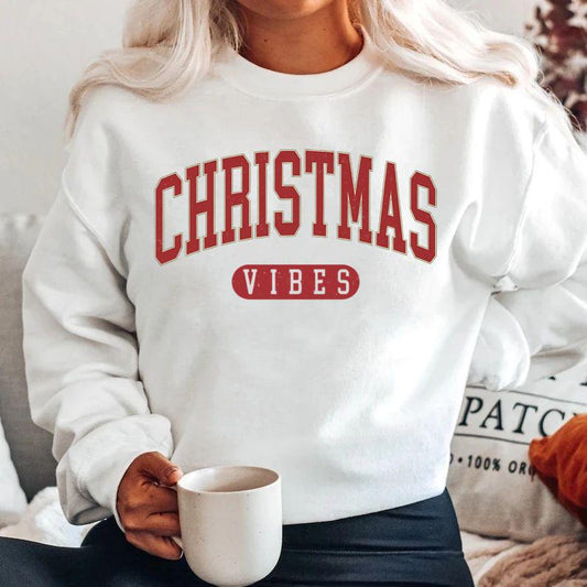 Bluza alba din bumbac 100% Christmas vibes