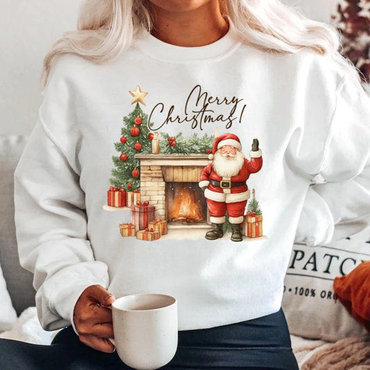 Bluza alba din bumbac 100% Merry christmas to all