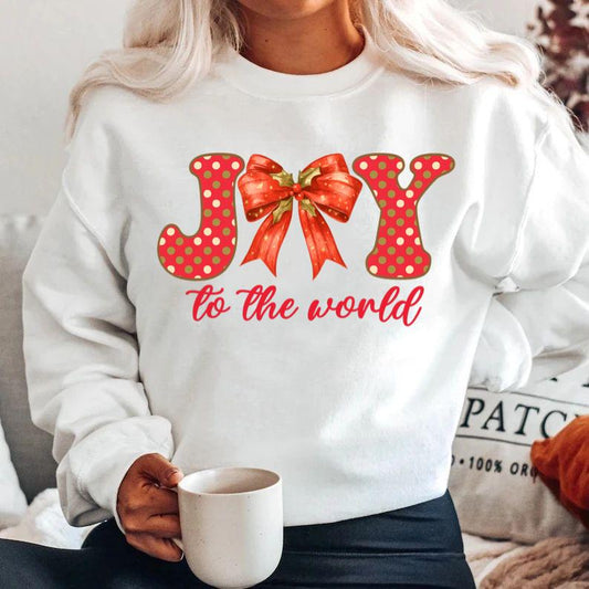 Bluza alba din bumbac 100% Joy to the wold