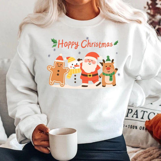 Bluza alba din bumbac 100% Happy christmas team