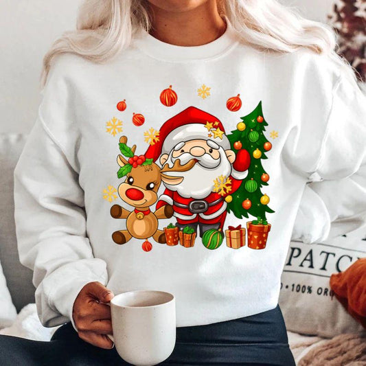 Bluza alba din bumbac 100% Santa team