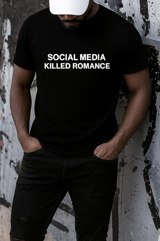 Tricou negru din bumbac 100% Social media