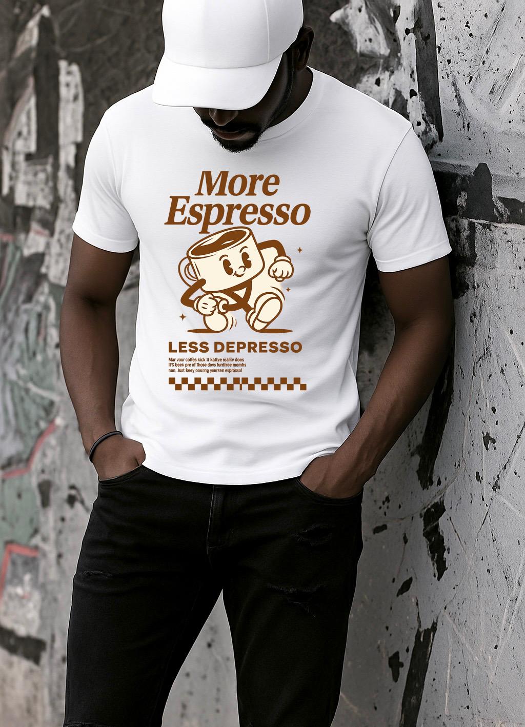Tricou alb din bumbac 100% More espresso