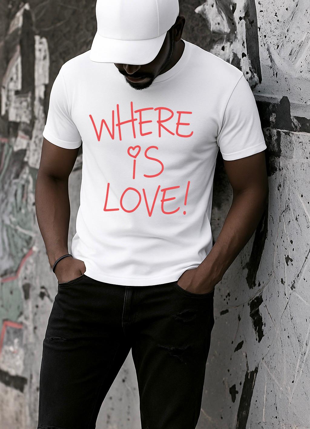 Tricou alb din bumbac 100% Where is love!