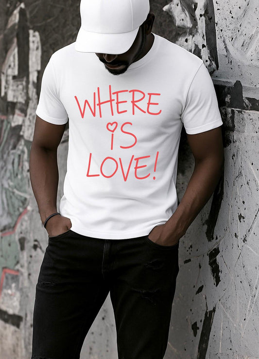 Tricou alb din bumbac 100% Where is love!