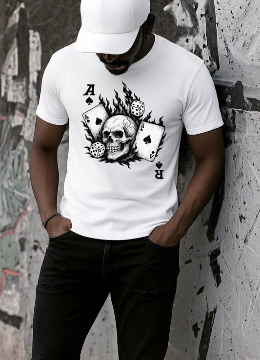 Tricou alb din bumbac 100% Cards