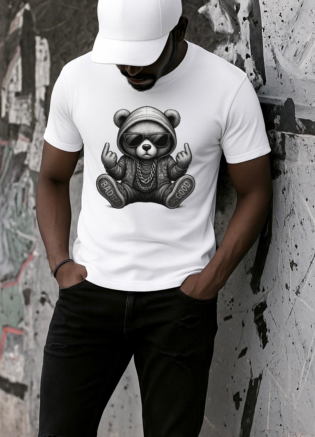 Tricou alb din bumbac 100% Bad good