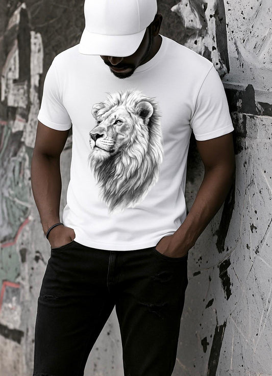 Tricou alb din bumbac 100% Leu