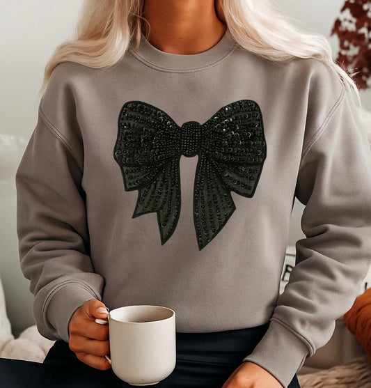 Bluza gri din bumbac 100% Fundita neagra