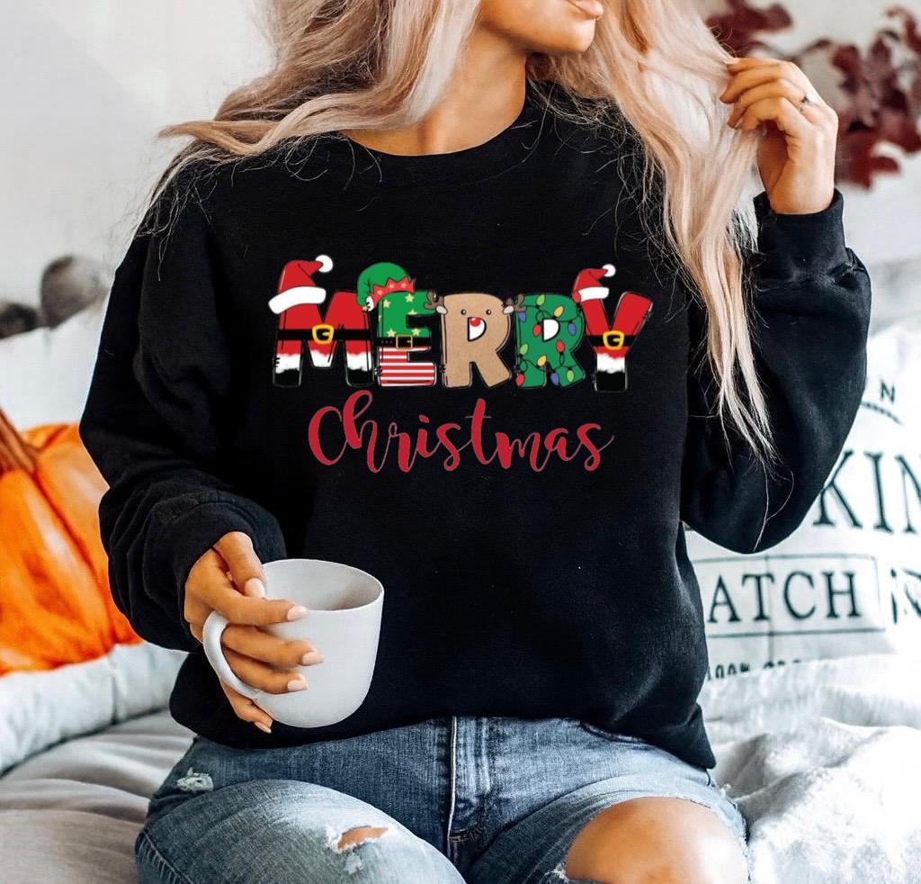 Bluza neagra din bumbac 100% Christmas red