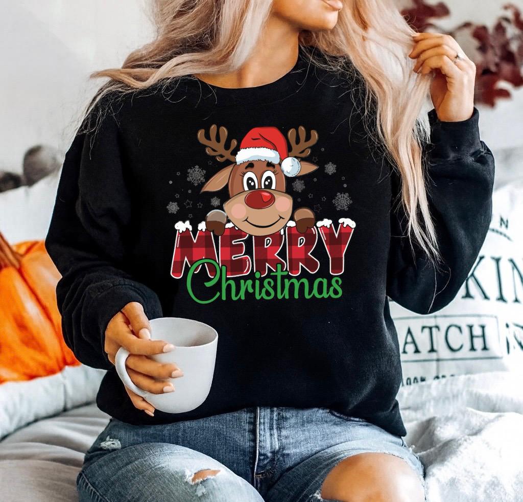 Bluza neagra din bumbac 100% Merry christmas